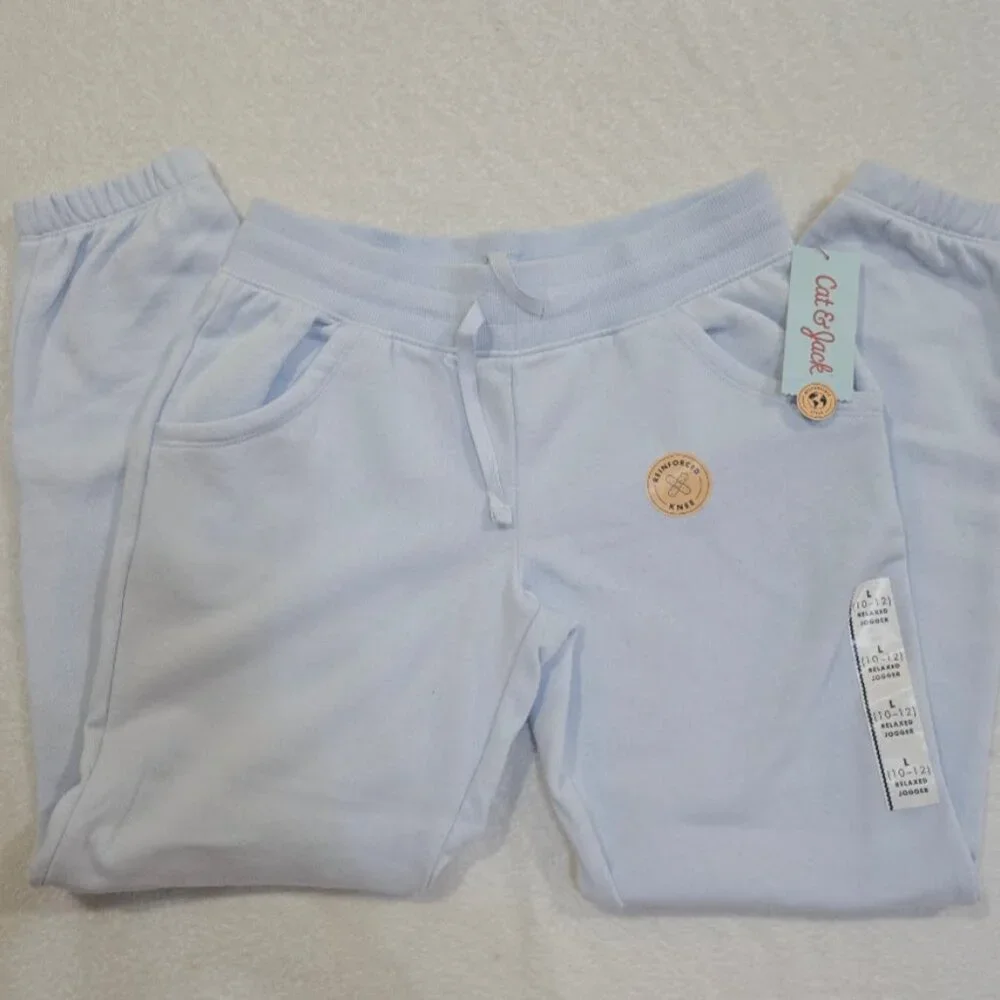 GAP KIDS 4 Items Girls Logo Fleece Joggers / Leggings In Grey, Beige Size L/XL